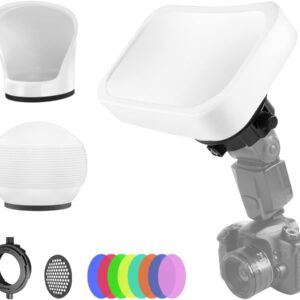 Photography Lighting Flash Diffuser Set LENSGO Professional Flash Kit Flash Diffuser Modifier Bundle Diffusion Dome for All Square and Round Head Lights for Superior Light Control(D1235)