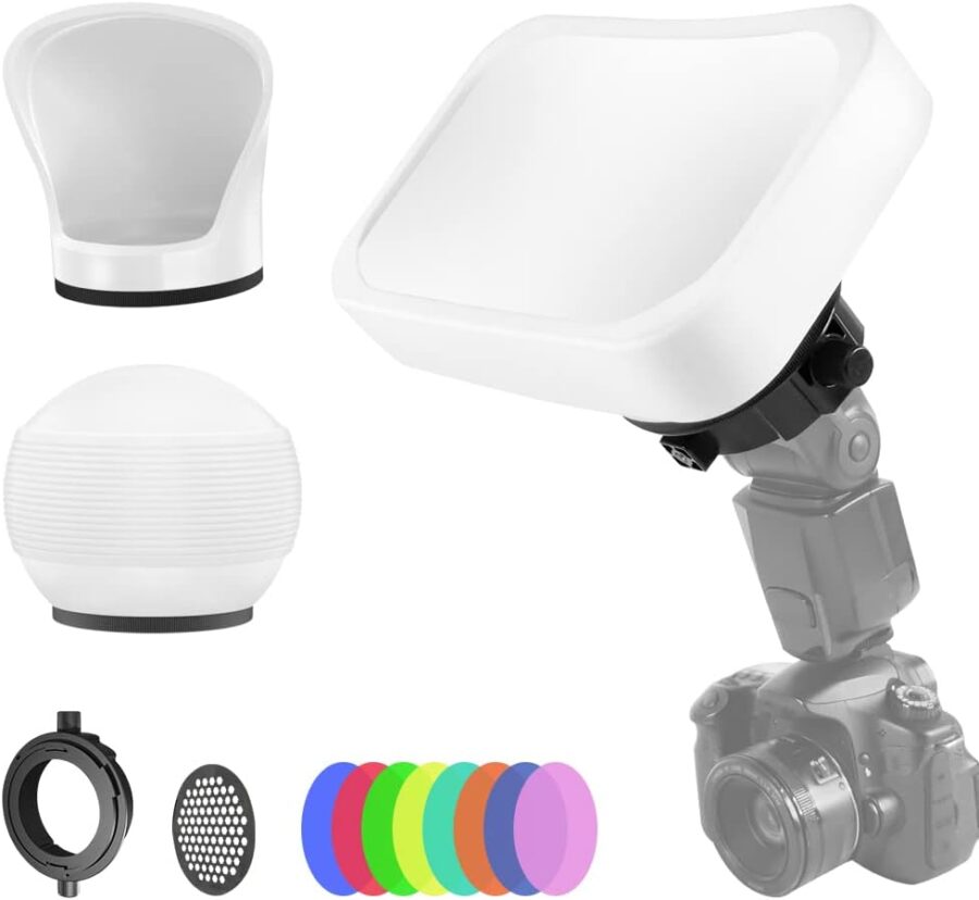 Photography Lighting Flash Diffuser Set LENSGO Professional Flash Kit Flash Diffuser Modifier Bundle Diffusion Dome for All Square and Round Head Lights for Superior Light Control(D1235)