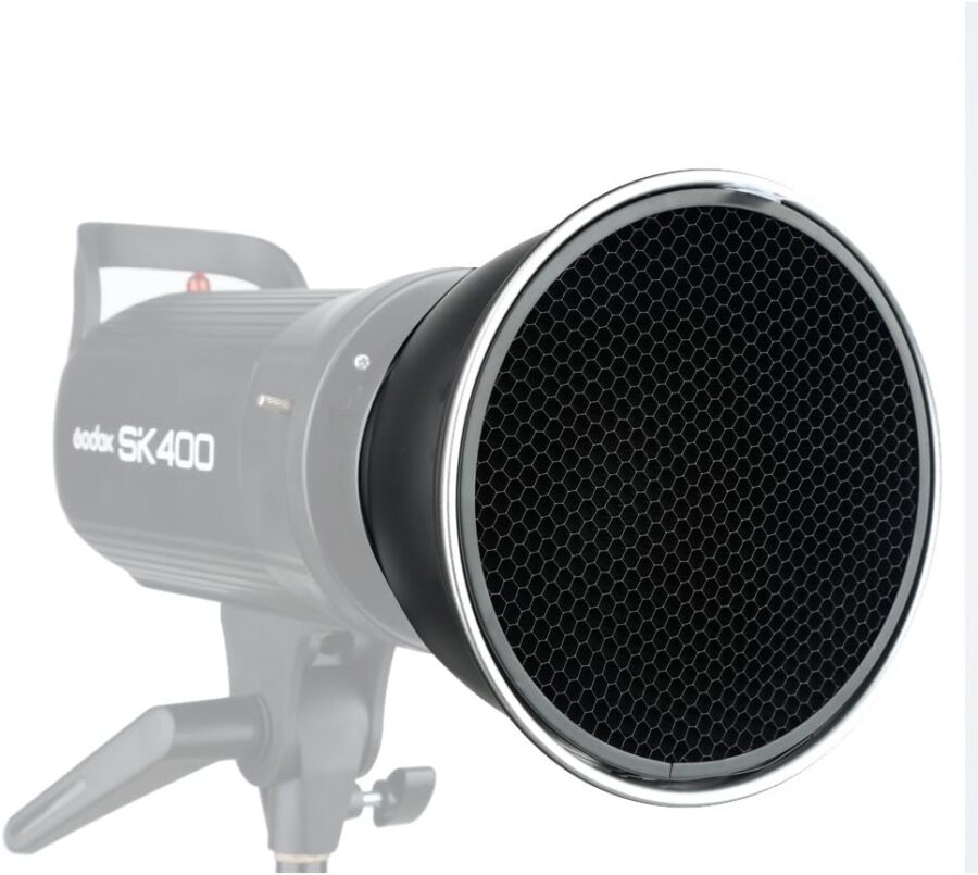 7 inch 18 cm Bowens Mount Standard Reflector Honeycomb Grid Diffuser with 6 Color Soft Light Cloth for Bowens Mount lamp (Standard Reflective + All Grid + 6 Color)
