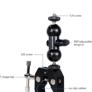 Ball Head Magic Arm Adapter Camera Tripod Clamp Mount Super Clamp and arm with 1/4 Thread for DSLR Camera Rig LED Light Flash Light Action Cam