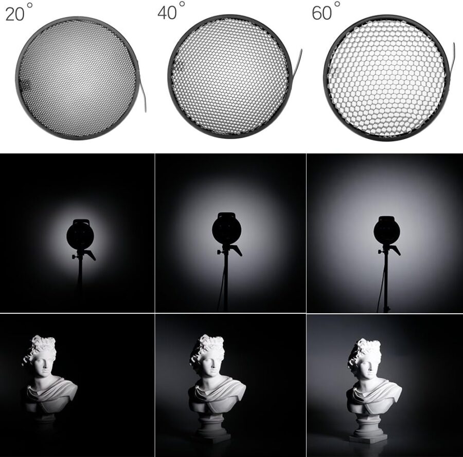 7 inch 18 cm Bowens Mount Standard Reflector Honeycomb Grid Diffuser with 6 Color Soft Light Cloth for Bowens Mount lamp (Standard Reflective + All Grid + 6 Color)