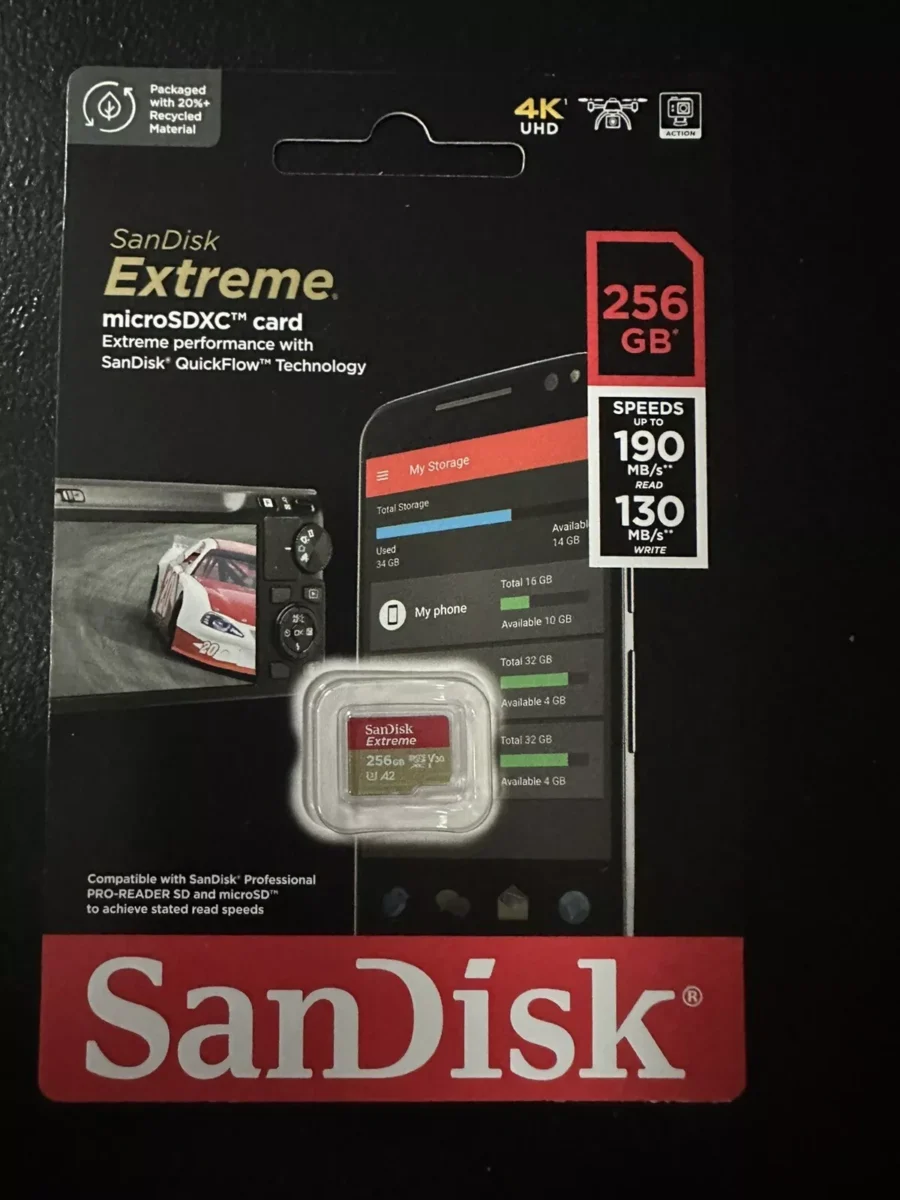 SanDisk Extreme 256GB Class 10 SDXC Memory Card 190MB/S