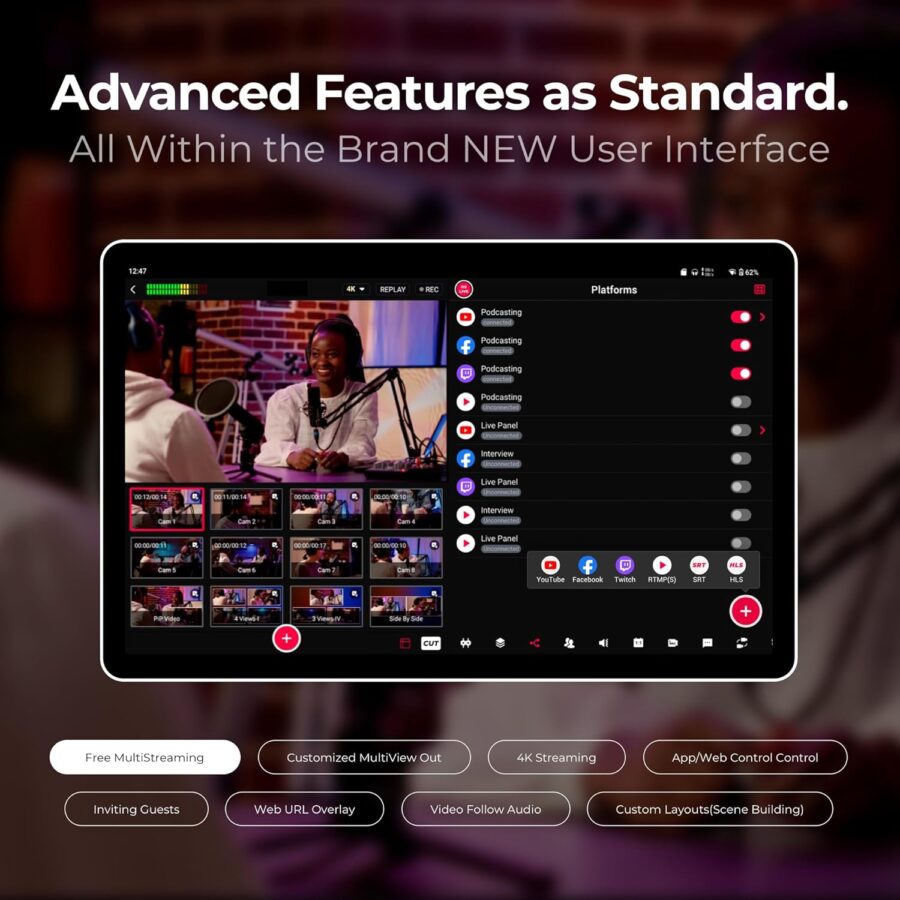 YoloLiv YoloBox Extreme All-in-One 4K Live Video Streaming Equipment with 8 HDMI Inputs Switcher Encoder Recorder Monitor for Facebook YouTube NDI RTMP SRT