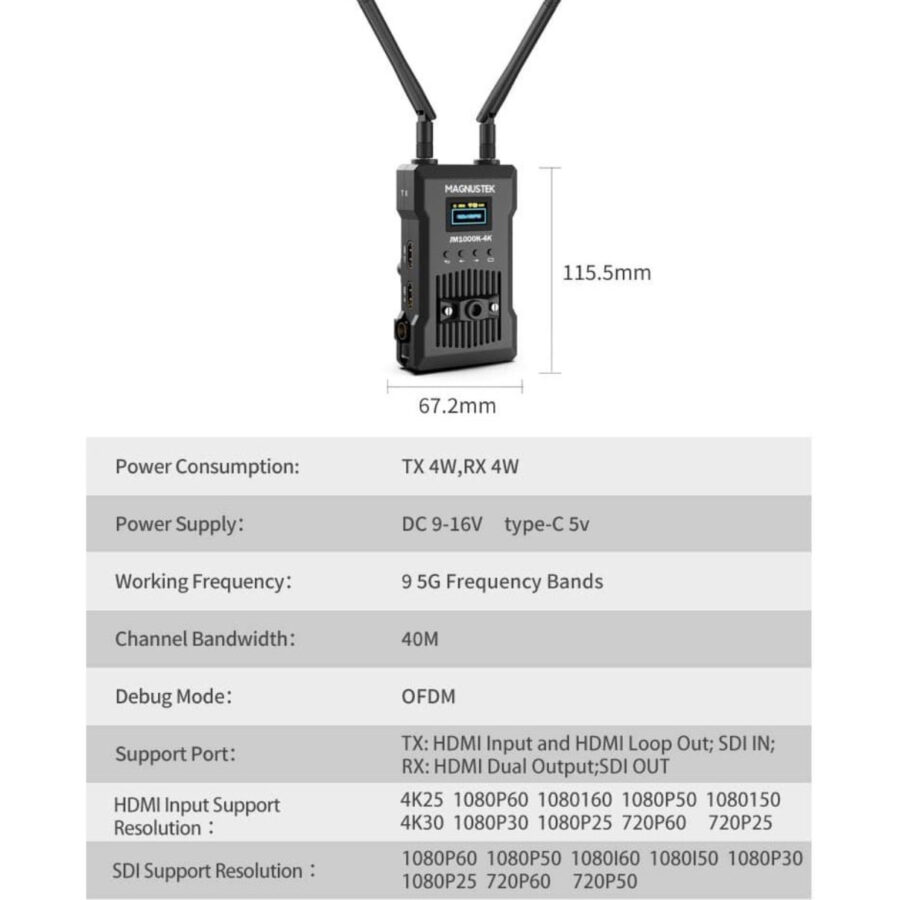 Magnustek JM1000K 4K HDMI and SDI Input wireless video transmitter