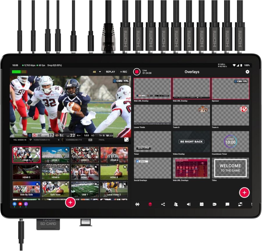 YoloLiv YoloBox Extreme All-in-One 4K Live Video Streaming Equipment with 8 HDMI Inputs Video Switcher Encoder Recorder Monitor for Facebook YouTube NDI RTMP SRT