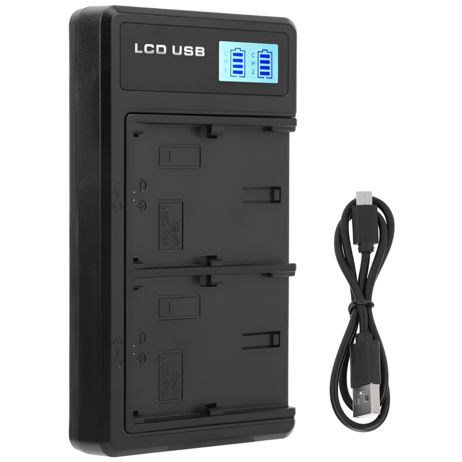 Dual Slot LCD Charger for Canon LP-E6 Batteries