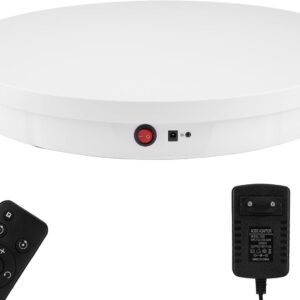 60cm Motorized Rotating Display Stand – 360° Adjustable Speed Electric Turntable for Large Product Photography Live Video & Exhibits (White 23-inch 150kg Load Wired)