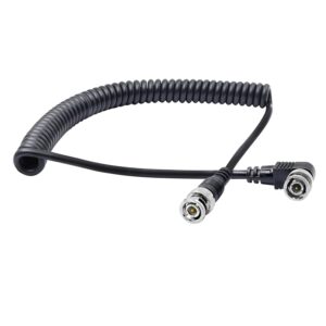 SDI Right-Angle Coiled Cable – 90° BNC Male to Male 3G/HD-SDI 1080P Coaxial Video Cable for Cameras & Monitors