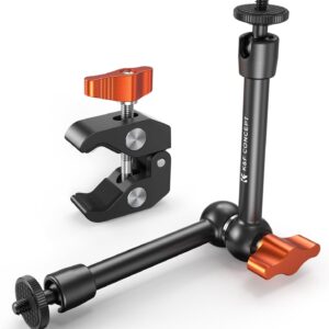 K&F CONCEPT 9.8" Magic Arm Clamp Kit with 1/4" & 3/8" Thread Screw 360° Ball Heads Articulating Magic Arm Camera Mount for DSLRs, Monitor, Flash, LED Light, Microphone, Camera Cage, Action Camera