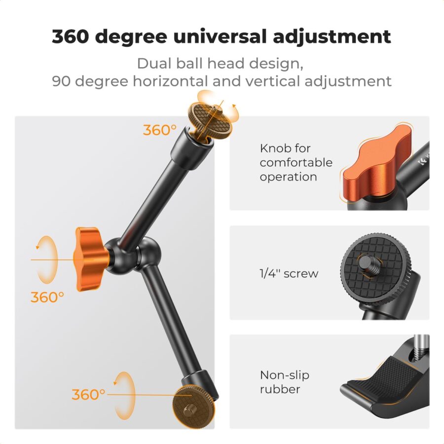 K&F CONCEPT 9.8" Magic Arm Clamp Kit - Image 2