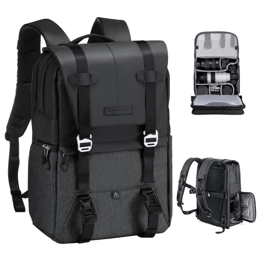 Camera Backpack Camera Bags for Photographers Dslr Cameras Compatible for Canon Nikon Sony DJI Mavic Drone 20L Large Capacity Bag Cover 15.6 Inch Laptop Camera Cases with Raincover - Backpack 20L Urban Wander 01 - Grey