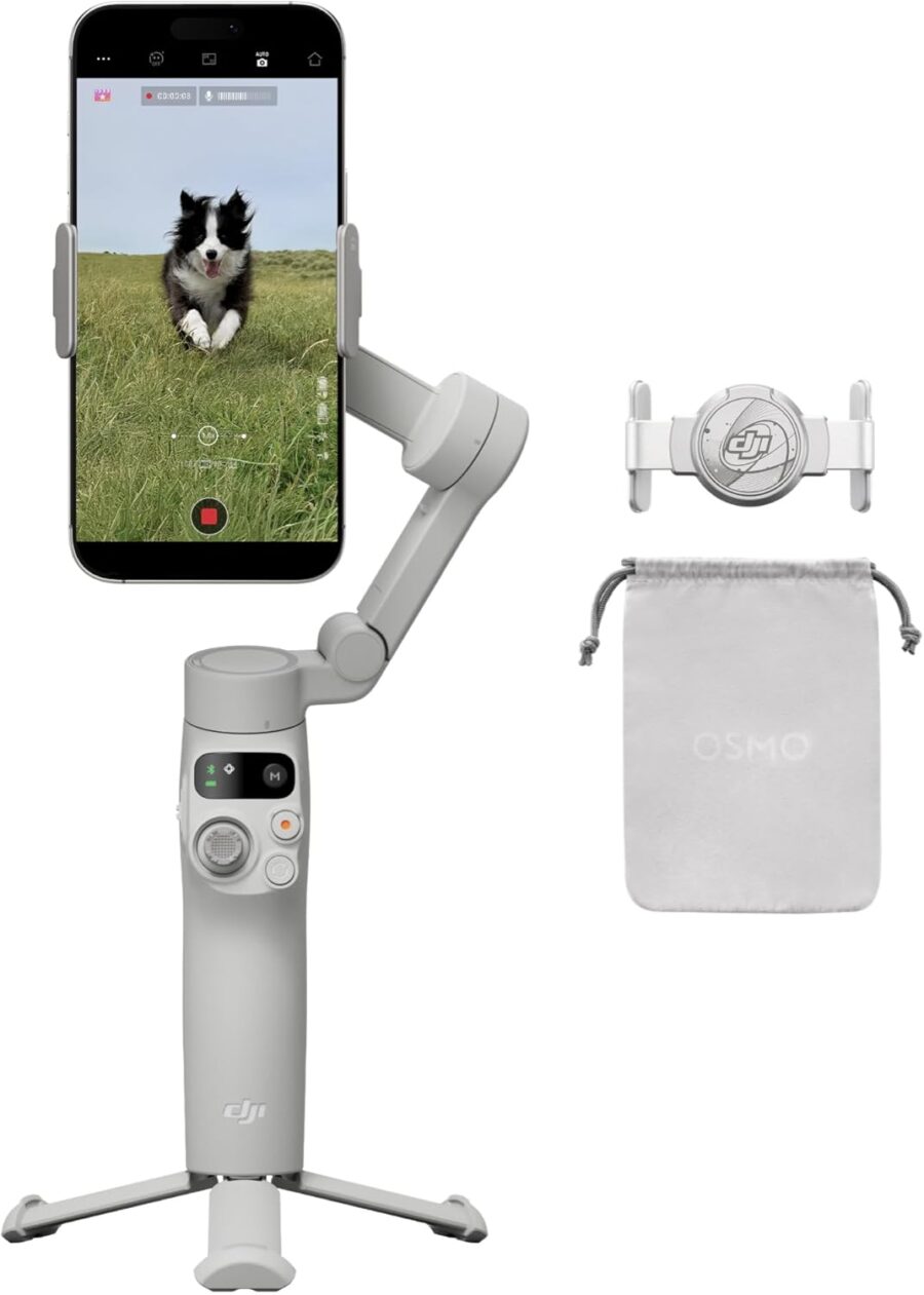 DJI Osmo Mobile 7 Gimbal Stabilizer for iPhone & Android – 3-Axis, ActiveTrack 7.0, Built-in Tripod, 10-Hour Battery
