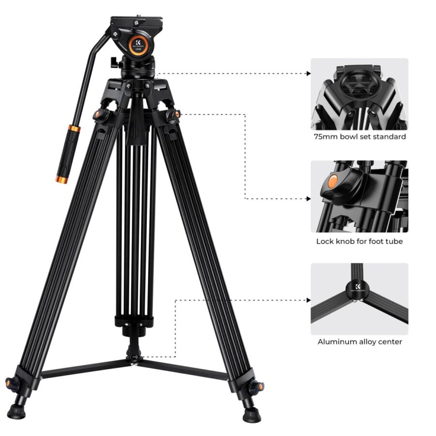 Heavy-Duty 8 kg Load Aluminum Video Tripod
