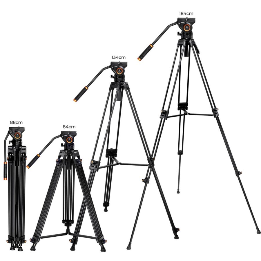 Fluid Head 360° Pan and ±90°/–70° Tilt Tripod