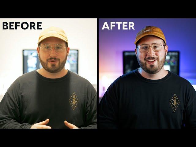 Before and after lighting setup showing how to fix dark videos for content creators in Kenya