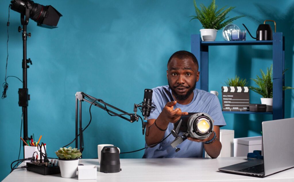 Microphone and lighting setup for YouTube and TikTok creators in Kenya